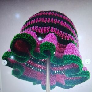 Pink and Green Knit Hat